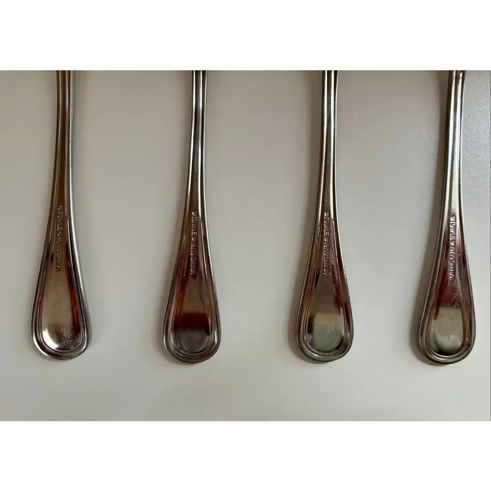 Towle TWS521 Dinner Spoons Set of 4 18/10 Stainless Beaded 7.25” China